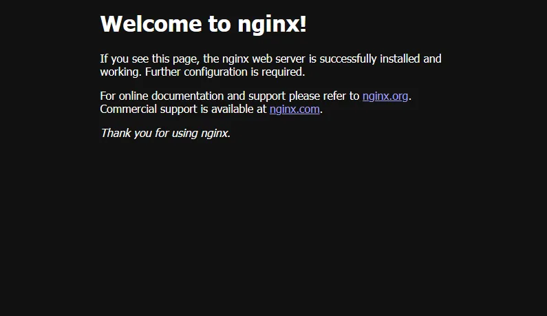 NginxのWelcomeメッセージ