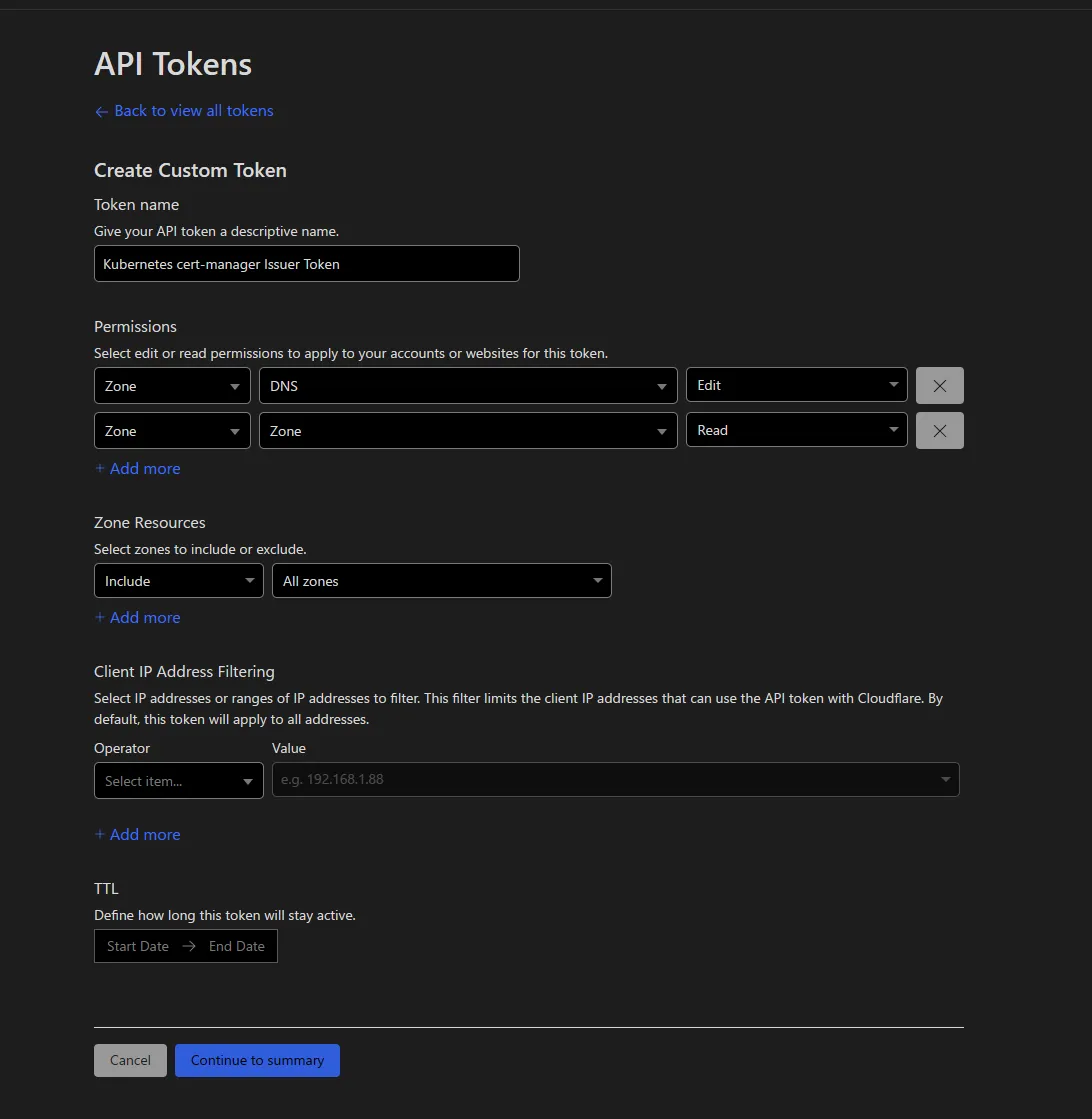 cert-manager用トークン発行